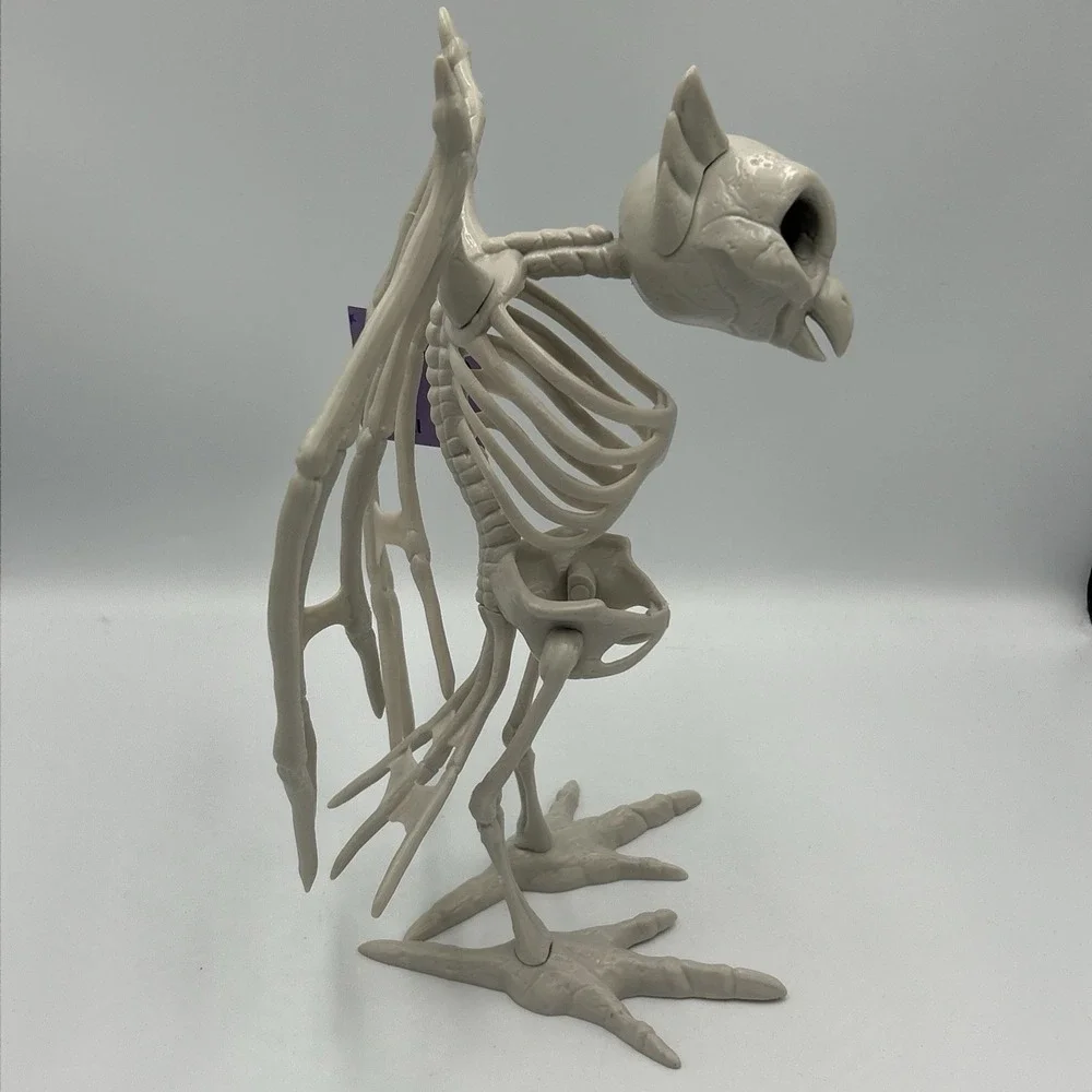 Set Of 4 Spooky Gothic Halloween Cat Owl Skeleton Decoration Creepy Plastic NWT
